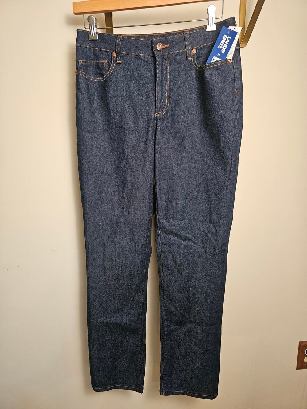Nwt Lands End Classic Women's Dark Blue Straight-Leg Jeans